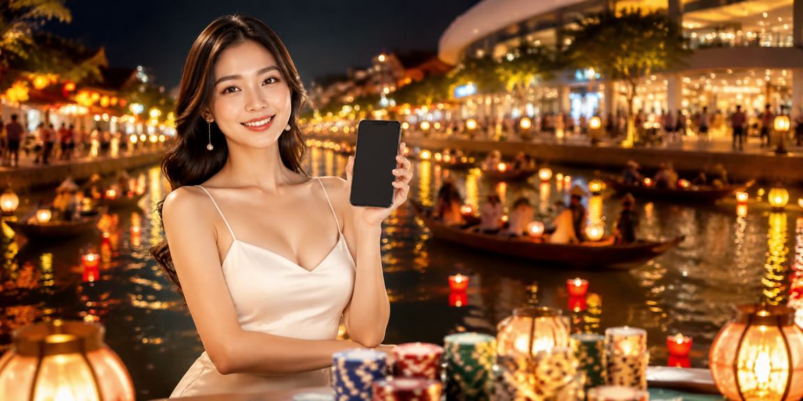 Người dùng xem phân tích kèo cược tại chợ đêm Hội An